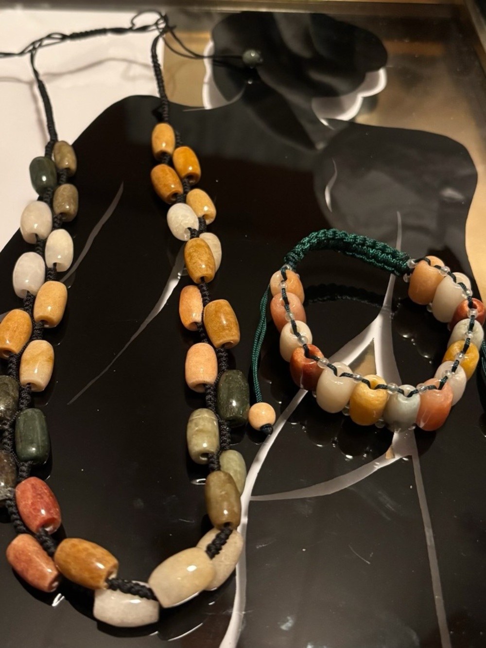 Multicolor Stone Bead Necklace and Bracelet Set.  #9
